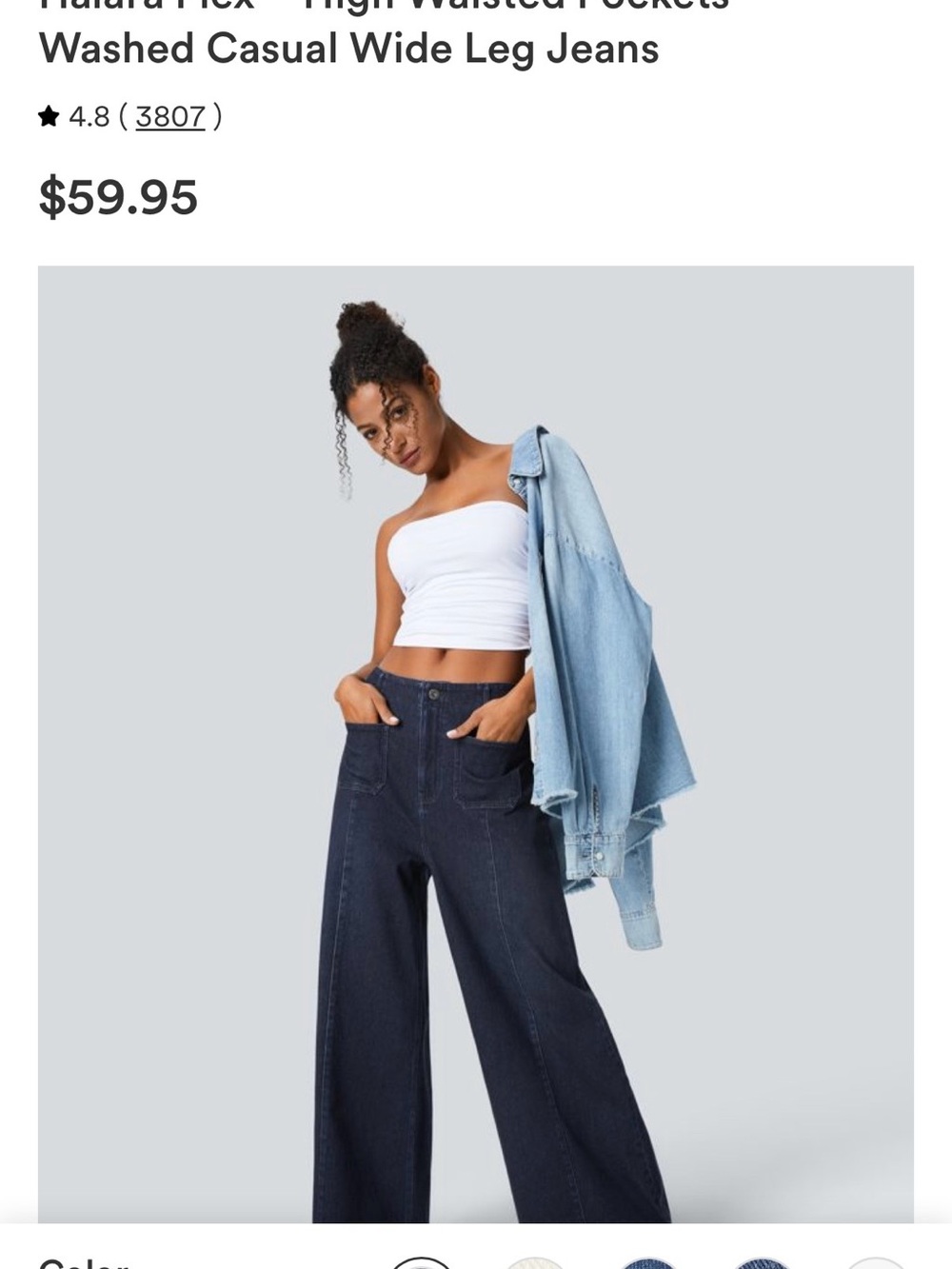 Halara Wide Leg High-Waist Dark Indigo Jeans